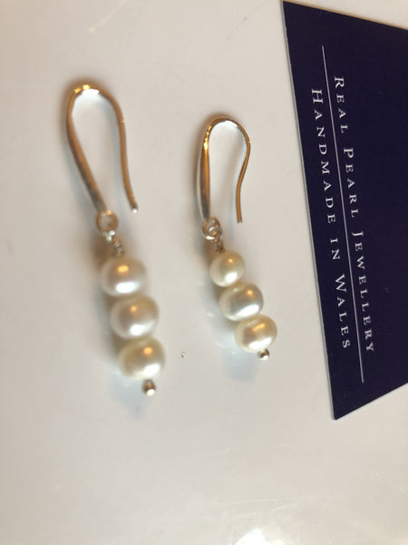 Earrings: Triple pearl drop earrings Ivory Classic - Precious as a Pearl