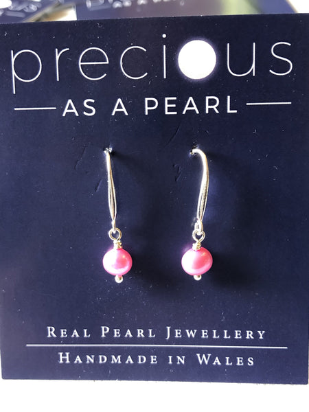Earrings: Single pink pearl drop earrings - Precious as a Pearl
