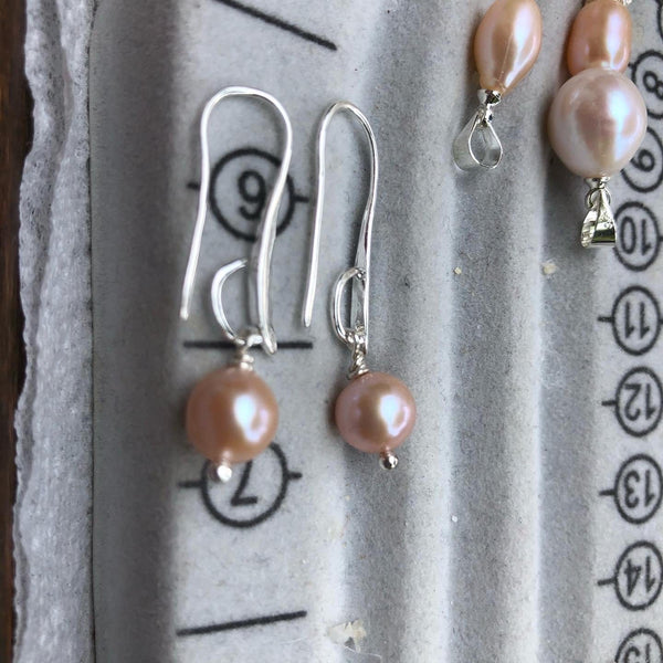 Earrings: Single pearl drop earrings on longer hook classic - Precious as a Pearl