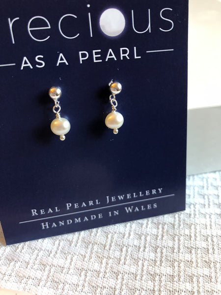 Earrings: Single ivory pearl drop earrings classic - Precious as a Pearl