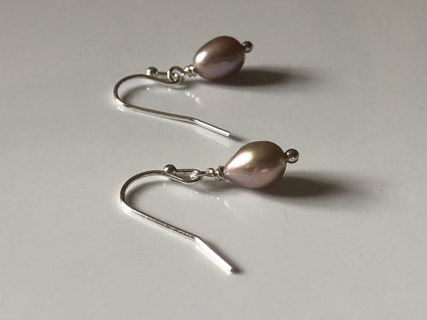 Earrings: Single pearl drop earrings minky pink - Precious as a Pearl