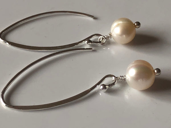 Earrings: Ivory freshwater Pearl drop earrings longer length - classic - Precious as a Pearl