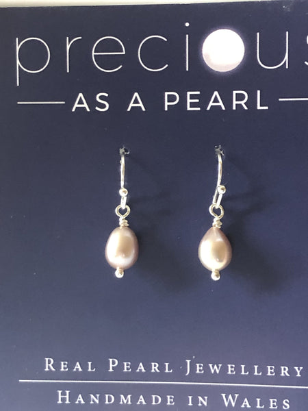 Earrings: Single pearl drop earrings minky pink - Precious as a Pearl