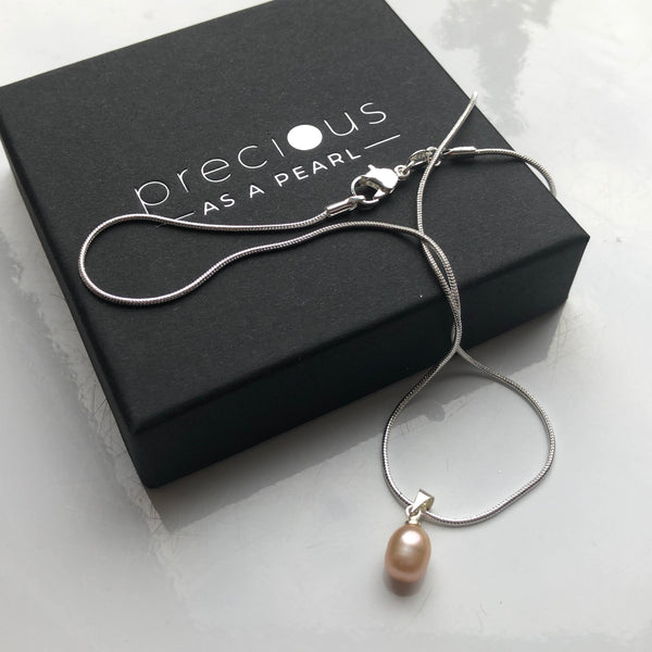 Pendant: Peachy Pink drop freshwater pearl pendant - classic