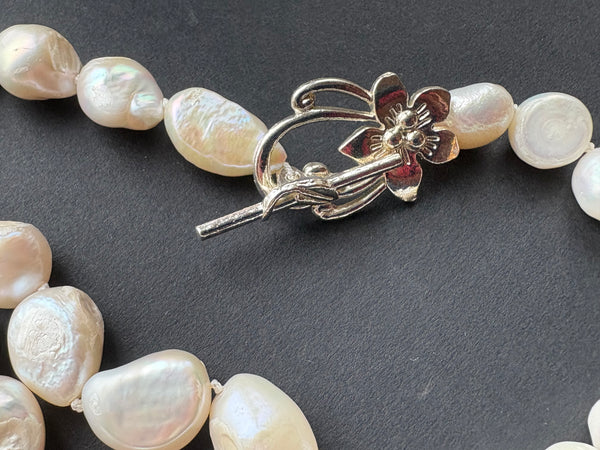 Necklace: Ivory large nucleated freshwater pearls
