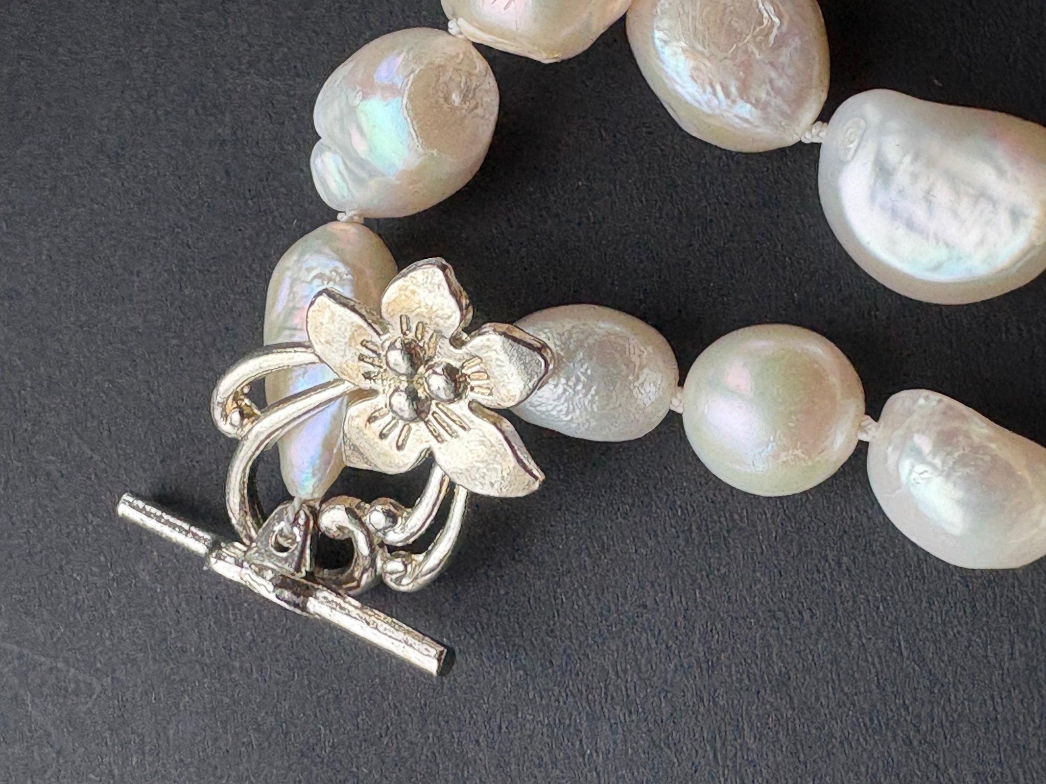 Necklace: Ivory large nucleated freshwater pearls