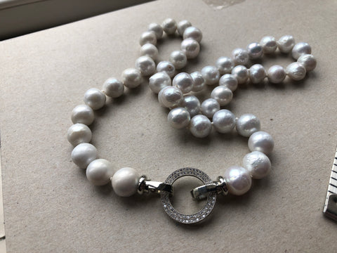 Necklace: Large ivory baroque pearls