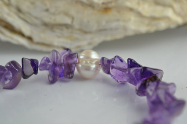 Necklace: Amethyst and Pearl - Precious as a Pearl