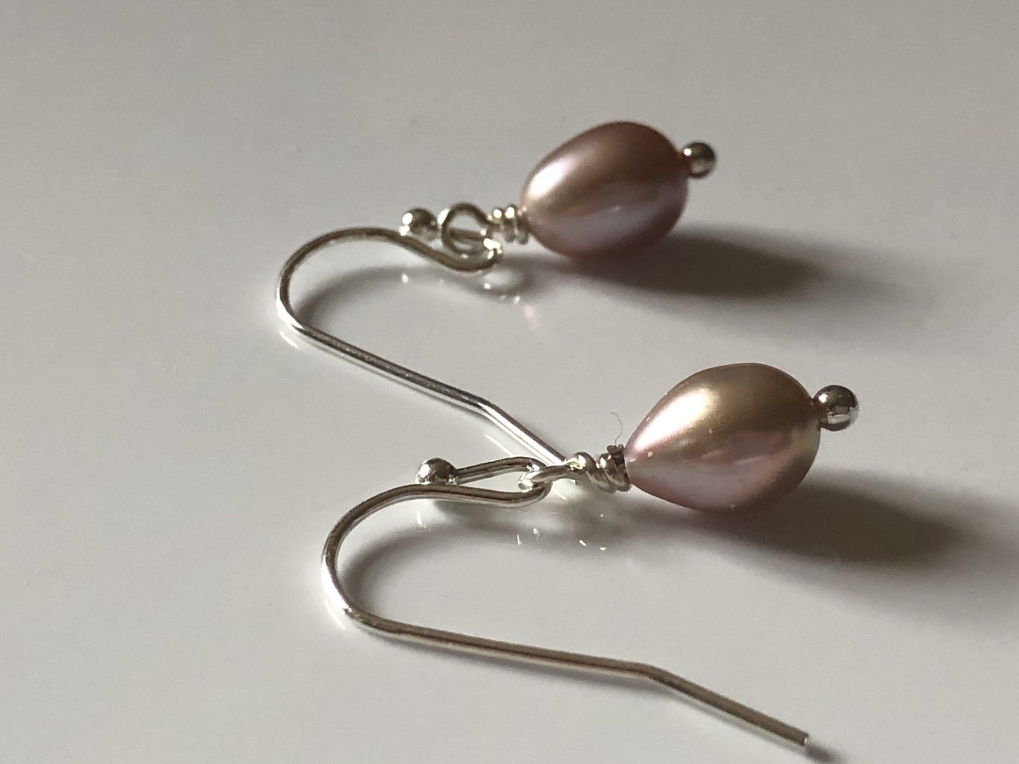 Earrings: Single pearl drop earrings minky pink - Precious as a Pearl