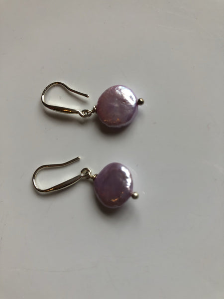 Earrings: Pearl Coin drop earrings Classic pink - Precious as a Pearl