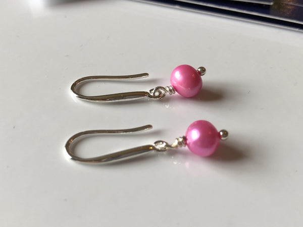 Earrings: Single pink pearl drop earrings - Precious as a Pearl