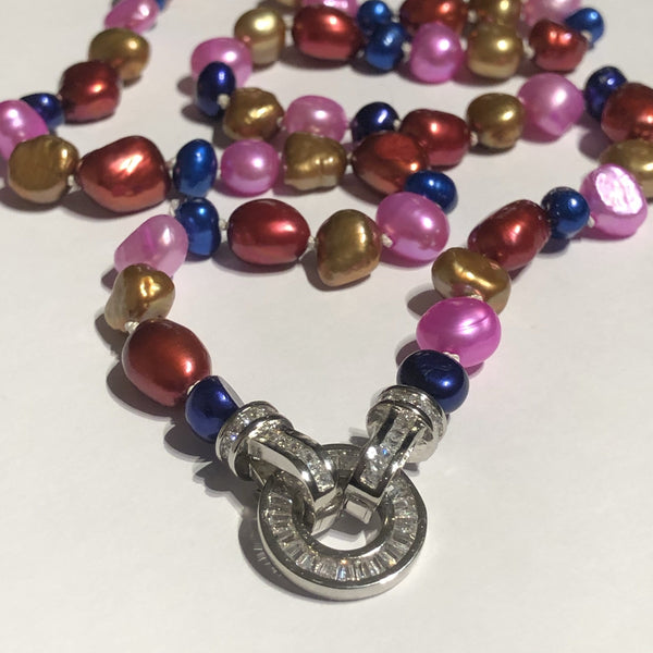 Necklace: Multi coloured  freshwater pearl necklace - Precious as a Pearl