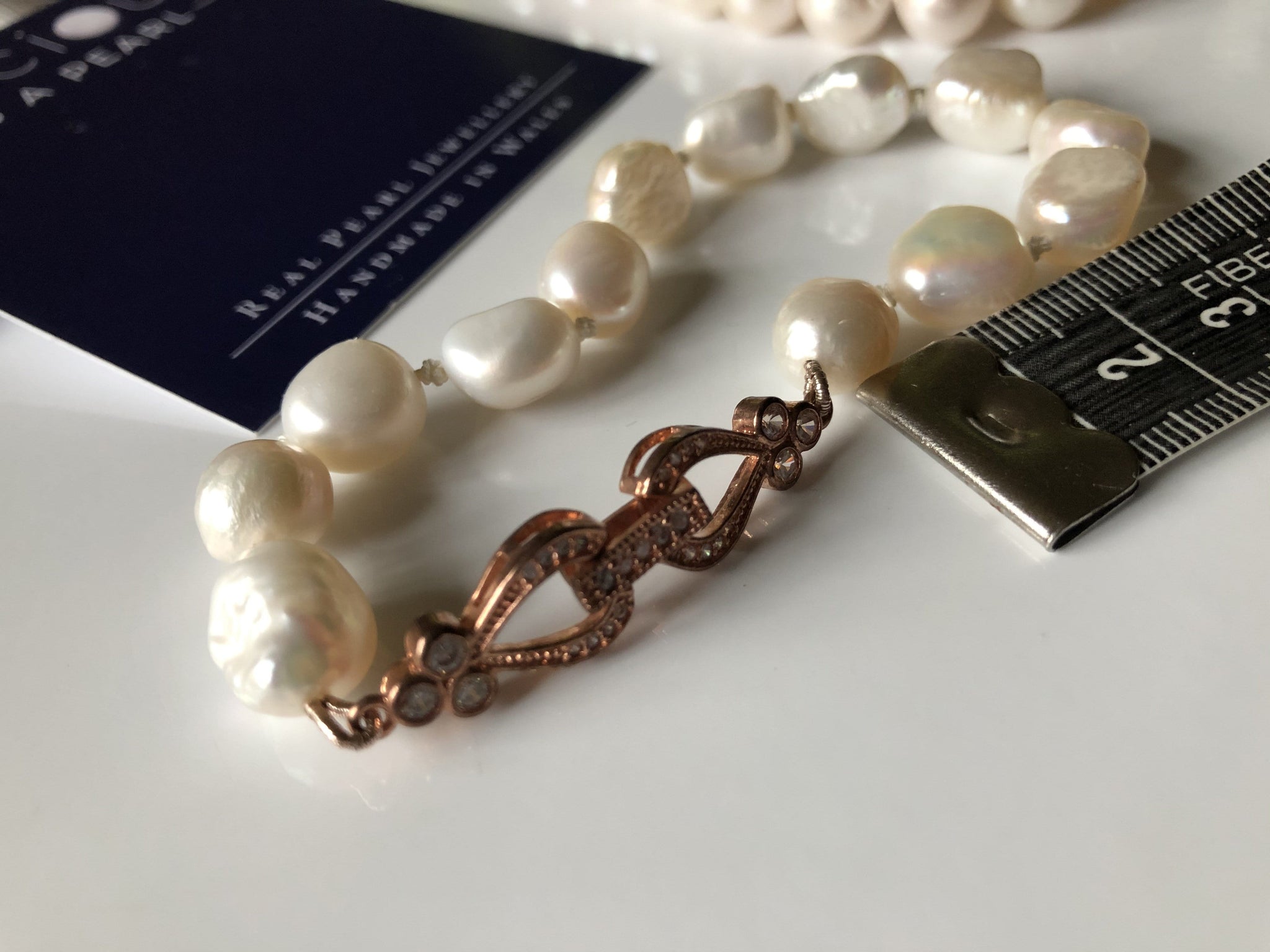 Bracelet: Ivory large baroque pearl bracelet with pretty hearts and flowers decorative clasp - classic or vintage - Precious as a Pearl