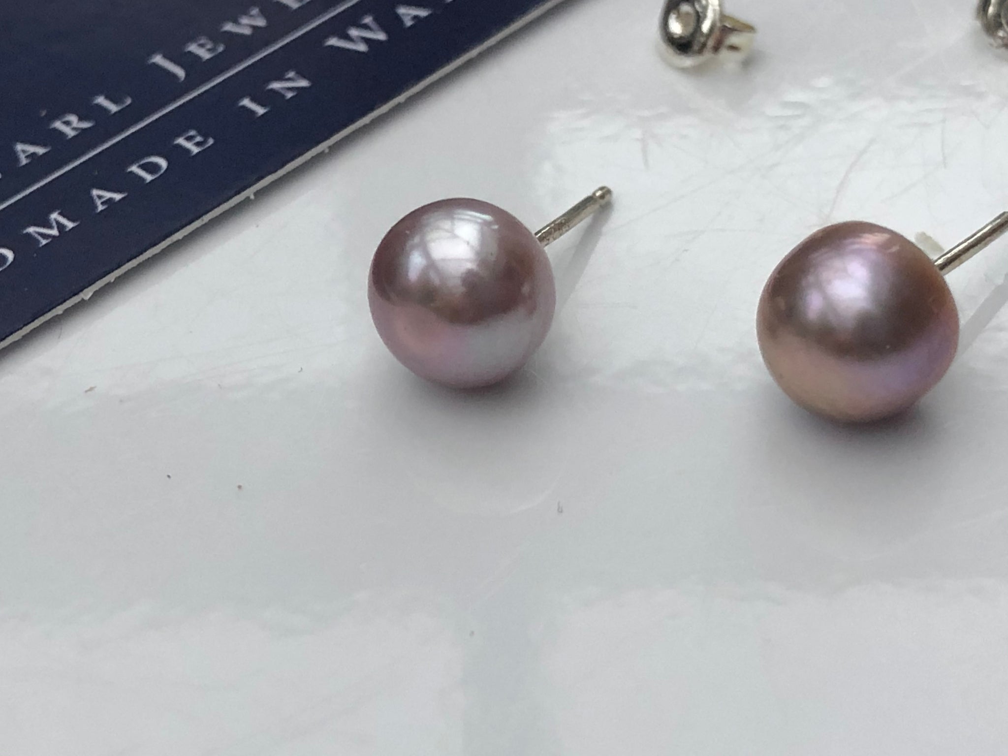 Pearl Stud Earrings: Dusky lilac large with a hint of mink - Precious as a Pearl
