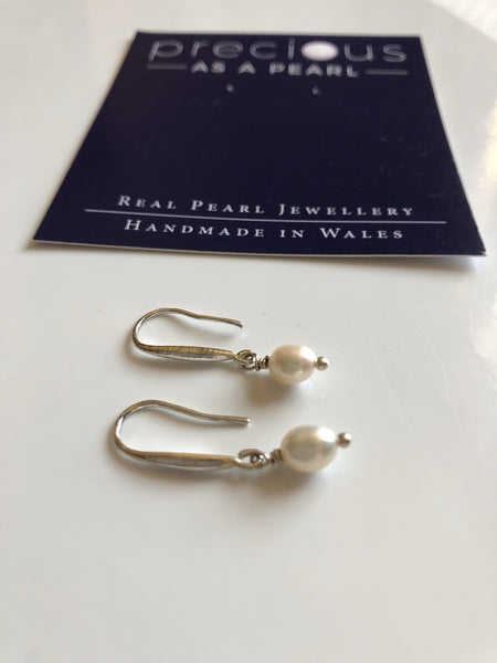 Earrings: Freshwater dainty single pearl drop earrings: ivory - classic - Precious as a Pearl