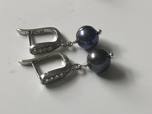 Earrings: Baroque Pearl drop hinge backs - Precious as a Pearl