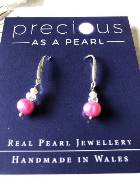 Earrings: Single pink pearl drop earrings - Precious as a Pearl