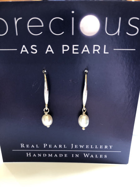 Earrings: Freshwater dainty single pearl drop earrings: ivory - classic - Precious as a Pearl