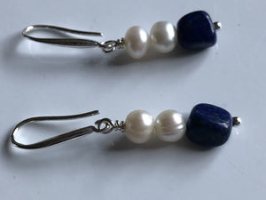 Earrings: Lapis Lazuli drop Earrings - Precious as a Pearl