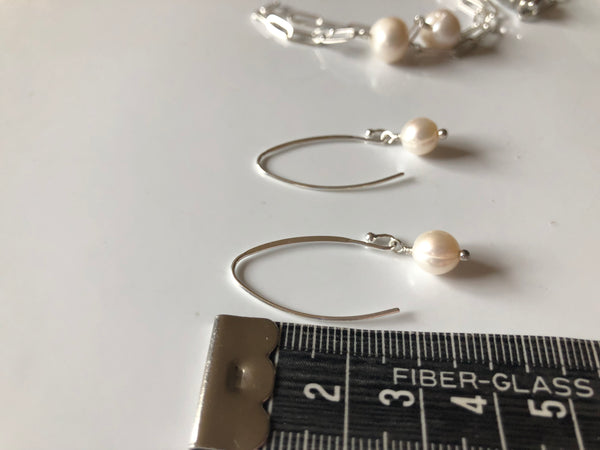 Earrings: Ivory freshwater Pearl drop earrings longer length - classic - Precious as a Pearl