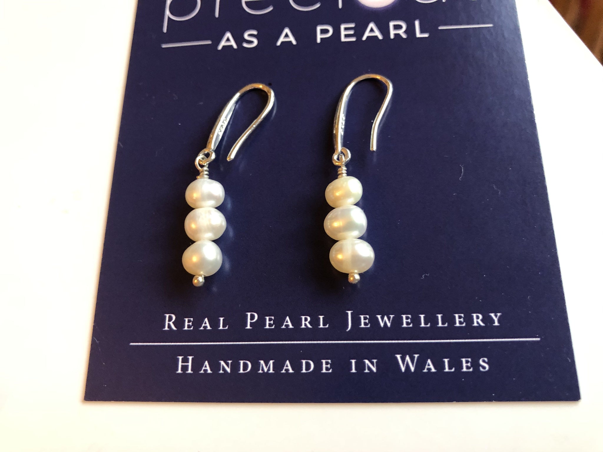 Earrings: Triple pearl drop earrings Ivory Classic - Precious as a Pearl