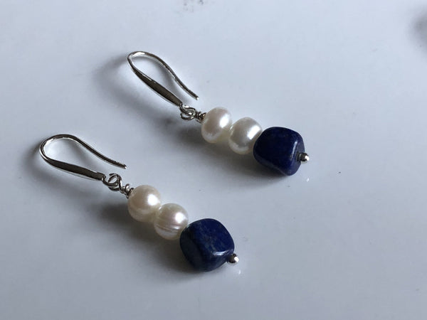 Earrings: Lapis Lazuli drop Earrings - Precious as a Pearl