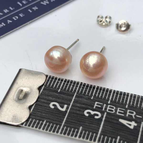 Pearl Stud Earrings: Peach large - Precious as a Pearl